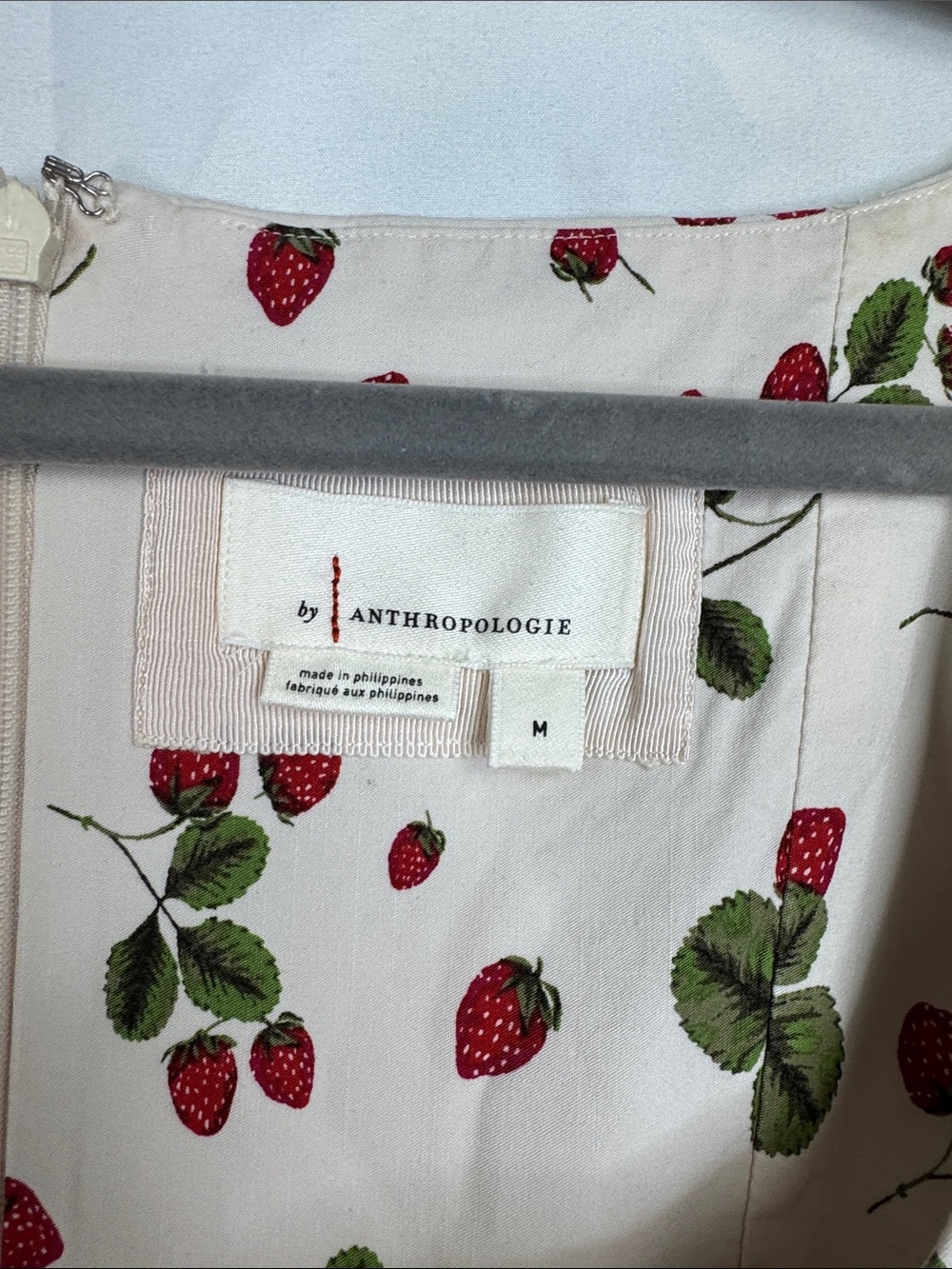 Anthropologie Cream Dress with Red Strawberry Print - Picture 2 of 5